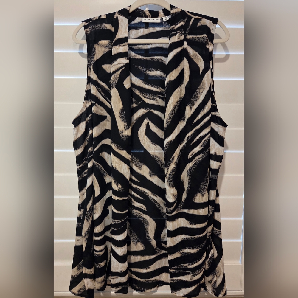 Susan Graver Open Front Sleeveless Sheer Top